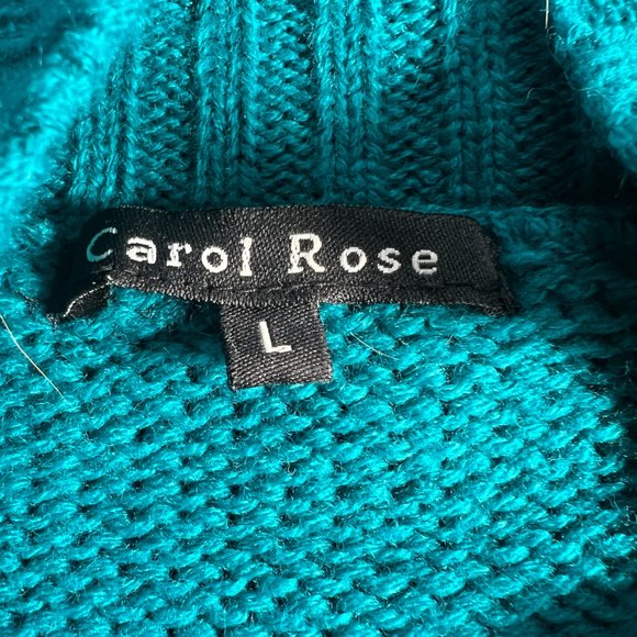 πCarol Rose Turquoise 2-Way Zipper Acrylic Cable Pattern Long Sleeves Cardigan - Picture 14 of 16